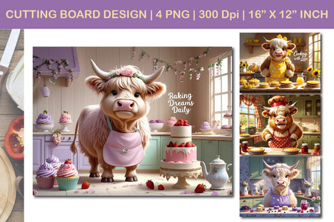 Highland Cow Cutting Board Sublimation, Mom Kitchen Sublimation Paper Switch 