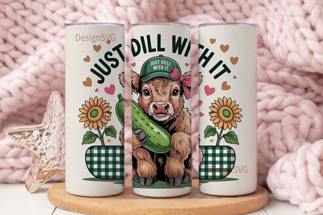 Highland Cow Dill Pickle 20oz Tumbler Sublimation DesignSVG 