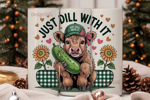 Highland Cow Dill Pickle 20oz Tumbler Sublimation DesignSVG 