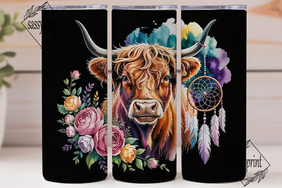 Highland Cow Dreamcatcher 20oz Tumbler Sublimation sassyprint 