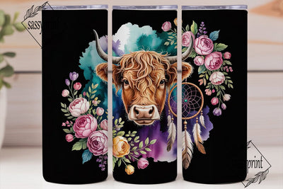 Highland Cow Dreamcatcher 20oz Tumbler Sublimation sassyprint 