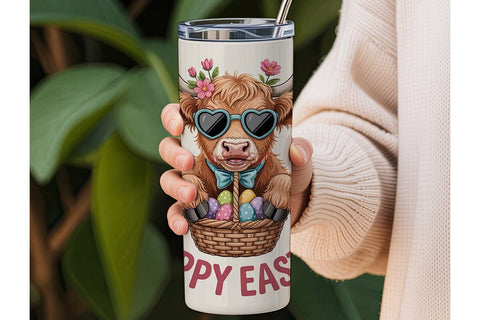 Highland Cow Easter 20oz Tumbler Design Sublimation DesignSVG 