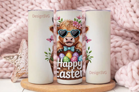 Highland Cow Easter 20oz Tumbler Design Sublimation DesignSVG 