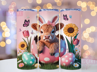 Highland Cow Easter 20oz Tumbler, Easter Day, 20oz Tumbler Wrap, Sublimation PNG, Cute Farm Animal, Holiday Cup Design, Spring Gift Sublimation SvggirlplusArt 