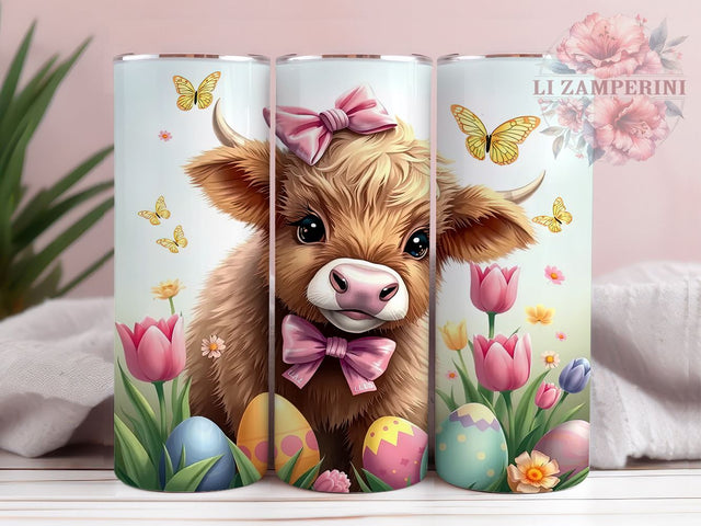 Highland Cow Easter 20oz Tumbler Wrap PNG, Cute Easter Tumbler PNG Sublimation Design, Straight & Tapered Tumbler Wrap, Instant Digital Download Sublimation Li Zamperini 