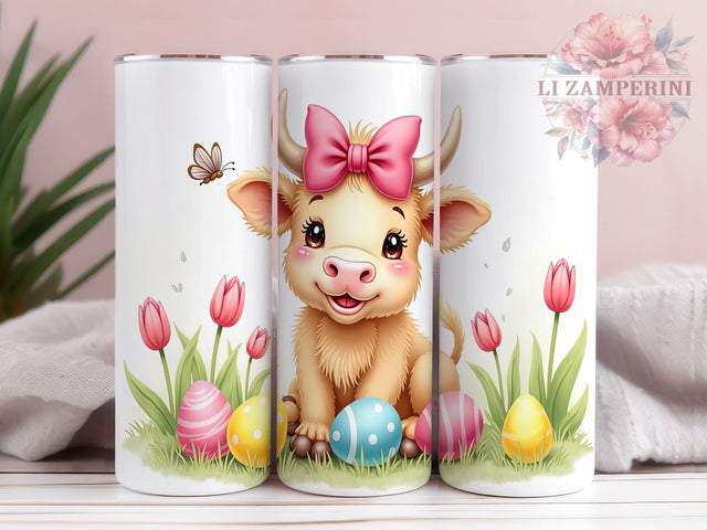 Highland Cow Easter 20oz Tumbler Wrap PNG, Cute Easter Tumbler PNG Sublimation Design, Straight & Tapered Tumbler Wrap, Instant Digital Download Sublimation Li Zamperini 