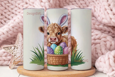 Highland Cow Easter 20oz Tumbler Wrap Sublimation DesignSVG 