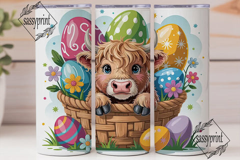Highland Cow Easter Basket 20oz Tumbler Sublimation sassyprint 