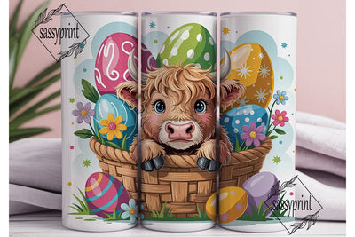 Highland Cow Easter Basket 20oz Tumbler Sublimation sassyprint 