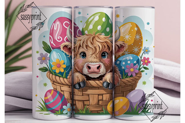 Highland Cow Easter Basket 20oz Tumbler Sublimation sassyprint 