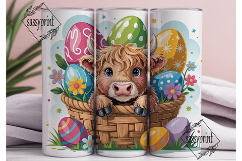 Highland Cow Easter Basket 20oz Tumbler Sublimation sassyprint 