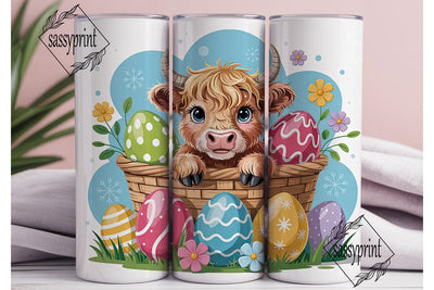 Highland Cow Easter Basket 20oz Tumbler Sublimation sassyprint 