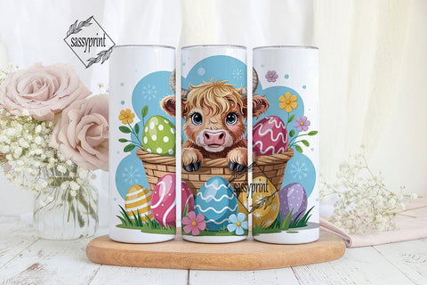 Highland Cow Easter Basket 20oz Tumbler Sublimation sassyprint 