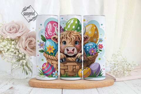 Highland Cow Easter Basket 20oz Tumbler Sublimation sassyprint 