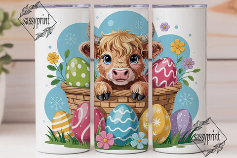 Highland Cow Easter Basket 20oz Tumbler Sublimation sassyprint 