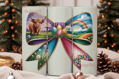 Highland Cow Easter Bow 20oz Tumbler Sublimation DesignSVG 