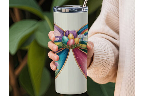 Highland Cow Easter Bow 20oz Tumbler Sublimation DesignSVG 