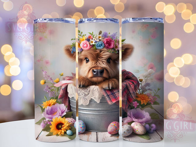 Highland Cow Easter Pastel Tumbler Wrap, Easter Cow Wrap, Baby Cow Sublimation, Cute Farm Animal Cup, Spring Easter Tumbler, Pastel Cow Mug, Floral Cow Design Sublimation SvggirlplusArt 