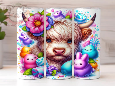 Highland Cow Easter Tumbler Wrap, Bunny Cow Design, 20oz Sublimation Wrap, Cute Easter Art, Digital Download Tumbler, Spring Drinkware, Easter Gift Idea, Whimsical Tumbler Sublimation Lara' s Designs 
