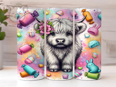 Highland Cow Easter Tumbler Wrap, Bunny Cow Design, 20oz Sublimation Wrap, Cute Easter Art, Digital Download Tumbler, Spring Drinkware, Easter Gift Idea, Whimsical Tumbler Sublimation Lara' s Designs 