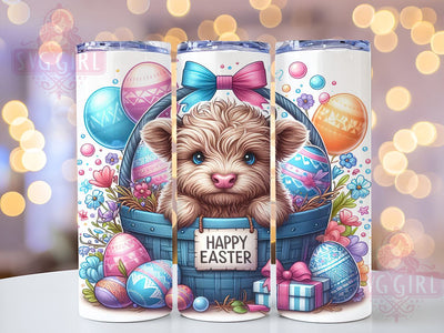 Highland Cow Easter Tumbler Wrap, Happy Easter Design, 20oz Sublimation Wrap, Easter Eggs Drinkware, Digital Download Tumbler, Cute Easter Art, Spring Tumbler Design, Whimsical Cow Tumbler Sublimation SvggirlplusArt 