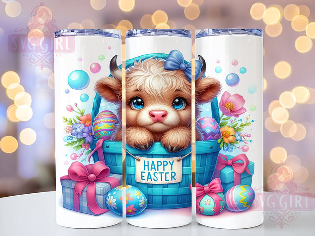 Highland Cow Easter Tumbler Wrap, Happy Easter Design, 20oz Sublimation Wrap, Easter Eggs Drinkware, Digital Download Tumbler, Cute Easter Art, Spring Tumbler Design, Whimsical Cow Tumbler Sublimation SvggirlplusArt 
