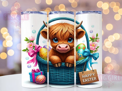 Highland Cow Easter Tumbler Wrap, Happy Easter Design, 20oz Sublimation Wrap, Easter Eggs Drinkware, Digital Download Tumbler, Cute Easter Art, Spring Tumbler Design, Whimsical Cow Tumbler Sublimation SvggirlplusArt 