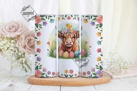 Highland Cow Easter Tumbler Wrap Sublimation sassyprint 
