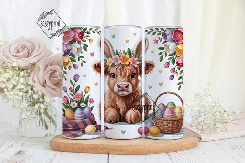 Highland Cow Easter Tumbler Wrap Sublimation sassyprint 