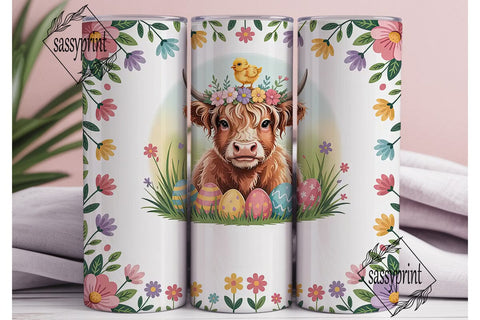 Highland Cow Easter Tumbler Wrap Sublimation sassyprint 