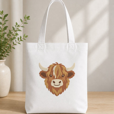 Highland Cow Embroidery Design – Cute Highland Cow Head Machine Embroidery File, Farm Animal Cattle Design Embroidery/Applique DESIGNS PatternFeed8 