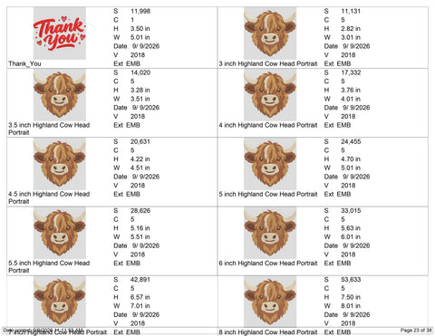 Highland Cow Embroidery Design – Cute Highland Cow Head Machine Embroidery File, Farm Animal Cattle Design Embroidery/Applique DESIGNS PatternFeed8 