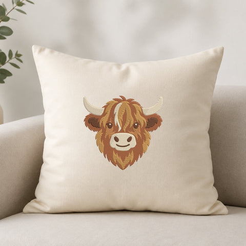 Highland Cow Embroidery Design – Cute Highland Cow Head Machine Embroidery File, Farm Animal Cattle Design Embroidery/Applique DESIGNS PatternFeed8 
