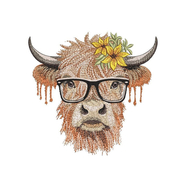 Highland Cow Embroidery Design, Farm Animal Machine Embroidery File, 2 sizes, Instant Download Embroidery/Applique DESIGNS Nino Nadaraia 