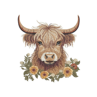 Highland Cow Embroidery Design, Farm Animal Machine Embroidery File, 3 sizes, Instant Download Embroidery/Applique DESIGNS Nino Nadaraia 