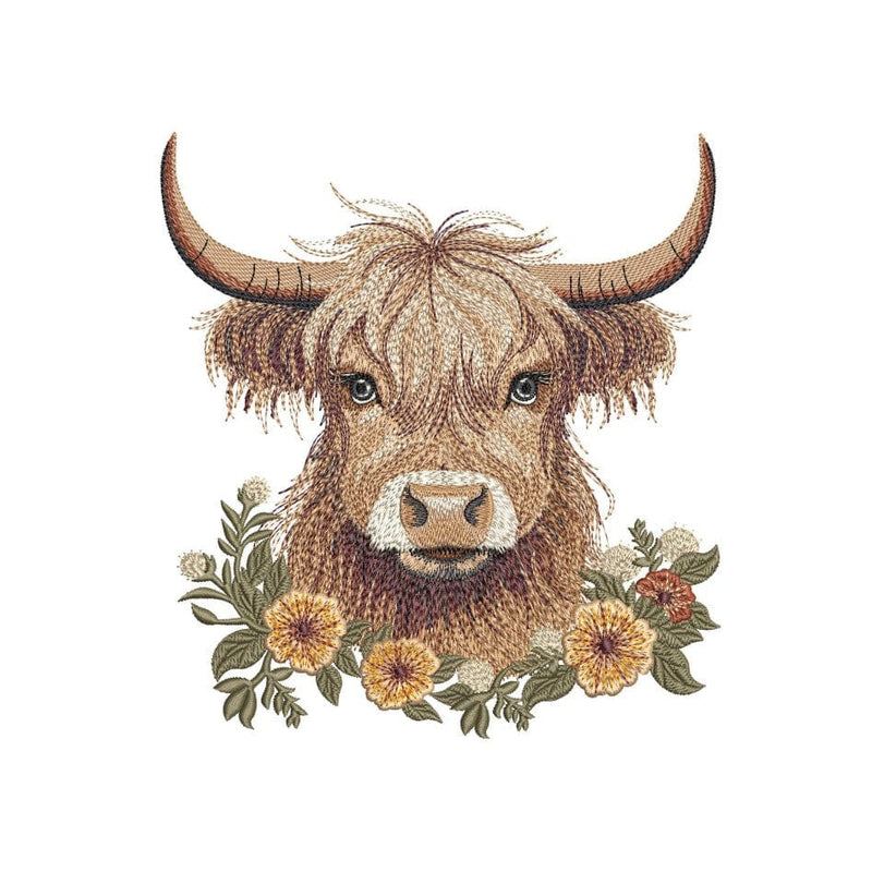 Highland Cow Embroidery Design, Farm Animal Machine Embroidery File, 3 ...