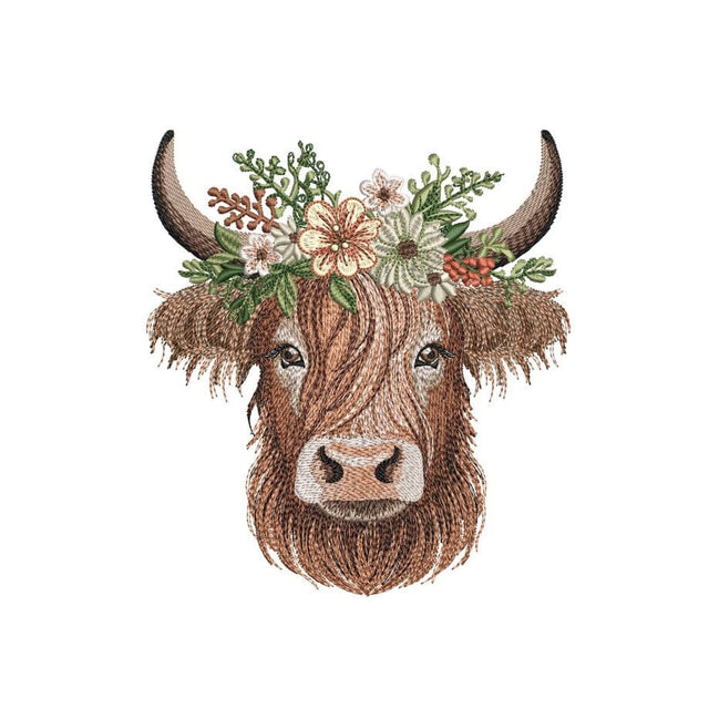 Highland Cow Embroidery Design, Farm Animal Machine Embroidery File, 3 sizes, Instant Download Embroidery/Applique DESIGNS Nino Nadaraia 