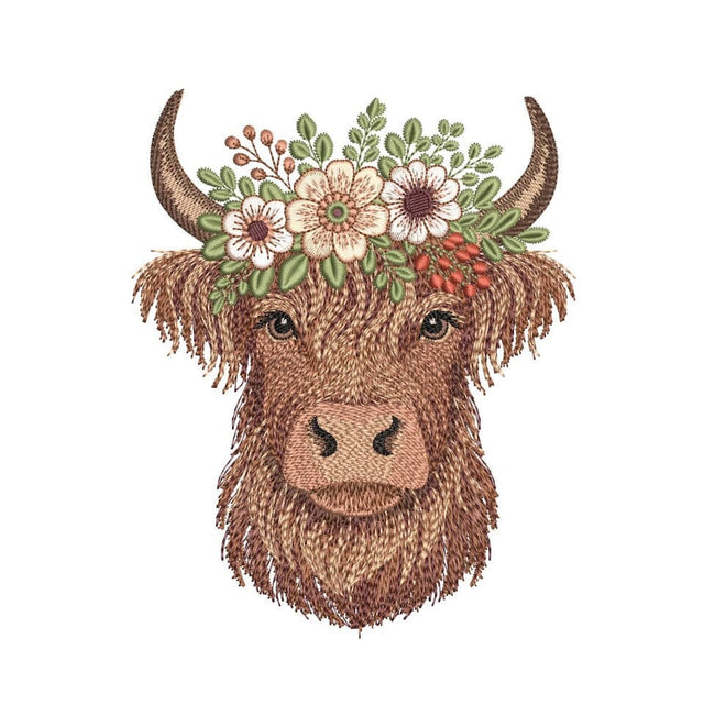 Highland Cow Embroidery Design, Farm Animal Machine Embroidery File, 3 sizes, Instant Download Embroidery/Applique DESIGNS Nino Nadaraia 
