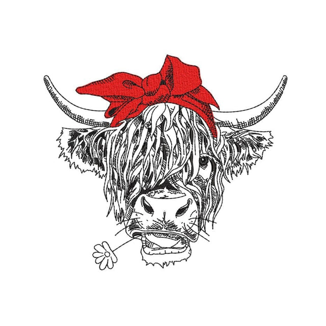 Highland Cow Embroidery Design, Farm Animal Machine Embroidery File, 3 sizes, Instant Download Embroidery/Applique DESIGNS Nino Nadaraia 