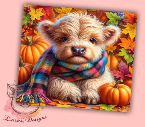 Highland Cow Fall 20 oz Skinny Tumbler Sublimation Design, Straight & Tapered Tumbler Png, Fall Autumn Tumbler Png, Digital Download PNG Sublimation Lara' s Designs 