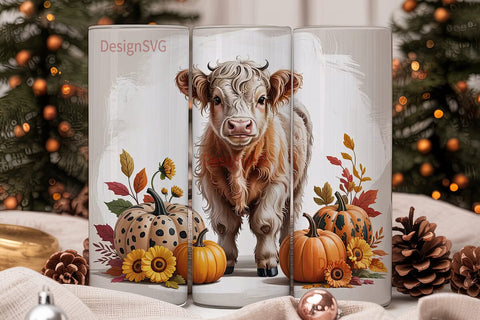 Highland Cow Fall 20oz Tumbler Sublimation DesignSVG 