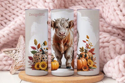 Highland Cow Fall 20oz Tumbler Sublimation DesignSVG 