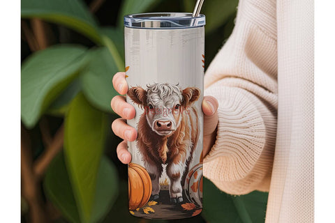 Highland Cow Fall 20oz Tumbler Sublimation DesignSVG 