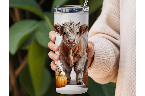 Highland Cow Fall 20oz Tumbler Sublimation DesignSVG 