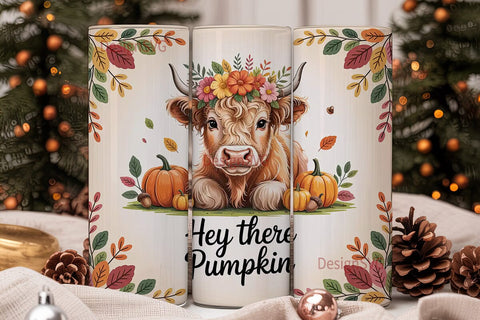 Highland Cow Fall 20oz Tumbler Sublimation DesignSVG 