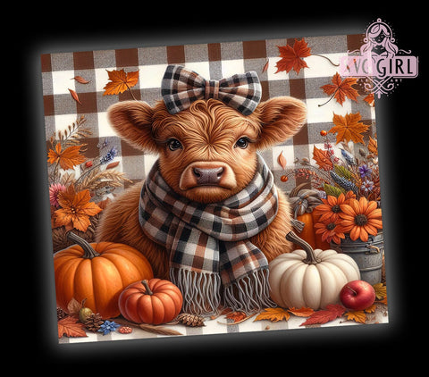 Highland Cow Fall 20oz Tumbler Wrap Sublimation Design, Straight Tapered Tumbler Wrap, Highland Cow Tumbler Png, Instant Digital Download Sublimation SvggirlplusArt 