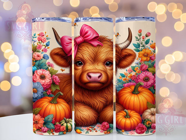 Highland Cow Fall 20oz Tumbler Wrap Sublimation Design, Straight Tapered Tumbler Wrap, Highland Cow Tumbler Png, Instant Digital Download Sublimation SvggirlplusArt 