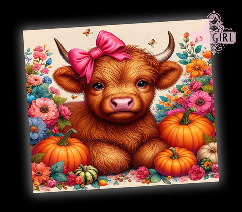 Highland Cow Fall 20oz Tumbler Wrap Sublimation Design, Straight Tapered Tumbler Wrap, Highland Cow Tumbler Png, Instant Digital Download Sublimation SvggirlplusArt 