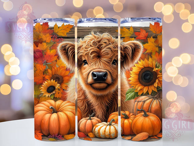 Highland Cow Fall 20oz Tumbler Wrap Sublimation Design, Straight Tapered Tumbler Wrap, Western Cow Tumbler Png, Instant Digital Download Sublimation SvggirlplusArt 