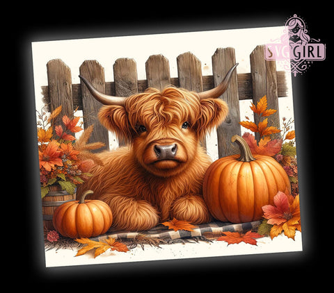Highland Cow Fall 20oz Tumbler Wrap Sublimation Design, Straight Tapered Tumbler Wrap, Western Cow Tumbler Png, Instant Digital Download Sublimation SvggirlplusArt 